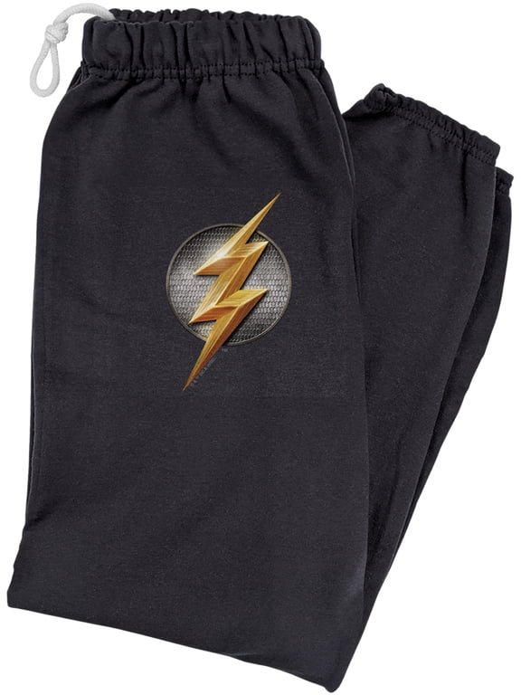Justice League Movie Flash Logo Unisex Jogger Sweatpants for Men and Women, Black, 2X-Large