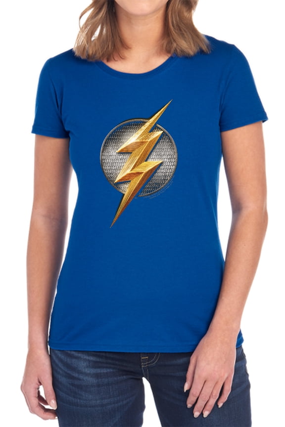 Justice League Movie Flash Logo Women's T Shirt, Royal, Large