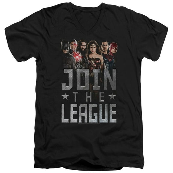 Justice League Movie - Join The League - Slim Fit V Neck Shirt - Medium