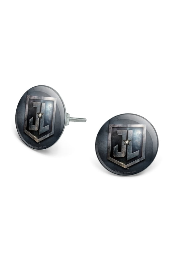 Justice League Movie Logo Novelty Silver Plated Stud Earrings