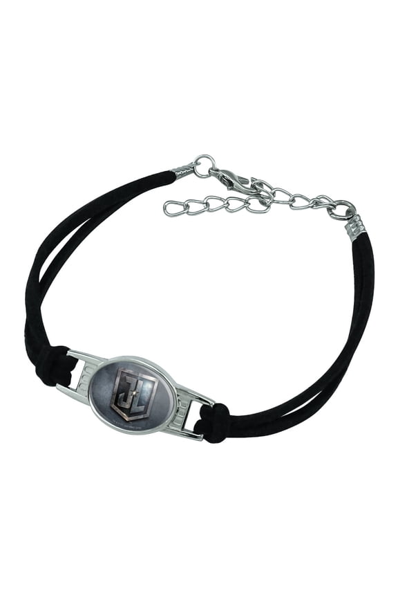 Justice League Movie Logo Novelty Suede Leather Metal Bracelet