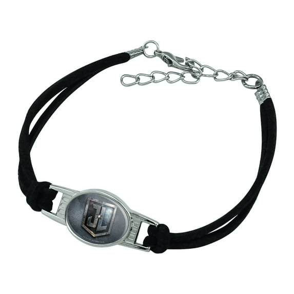 Justice League Movie Logo Novelty Suede Leather Metal Bracelet