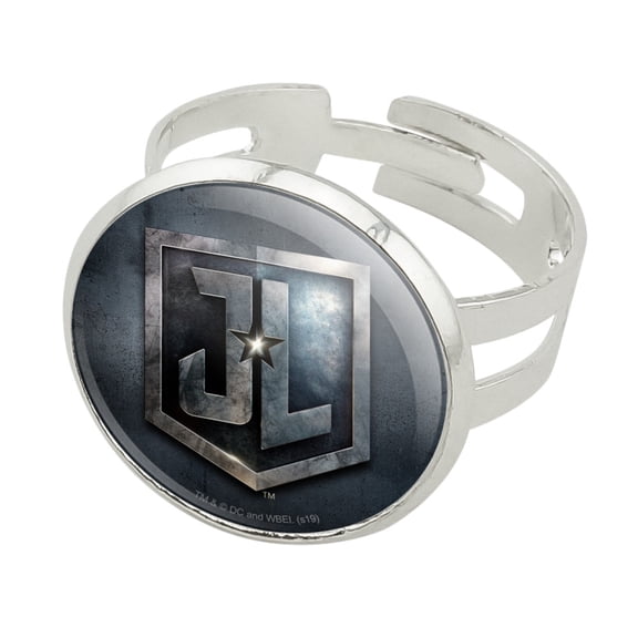 Justice League Movie Logo Silver Plated Adjustable Novelty Ring