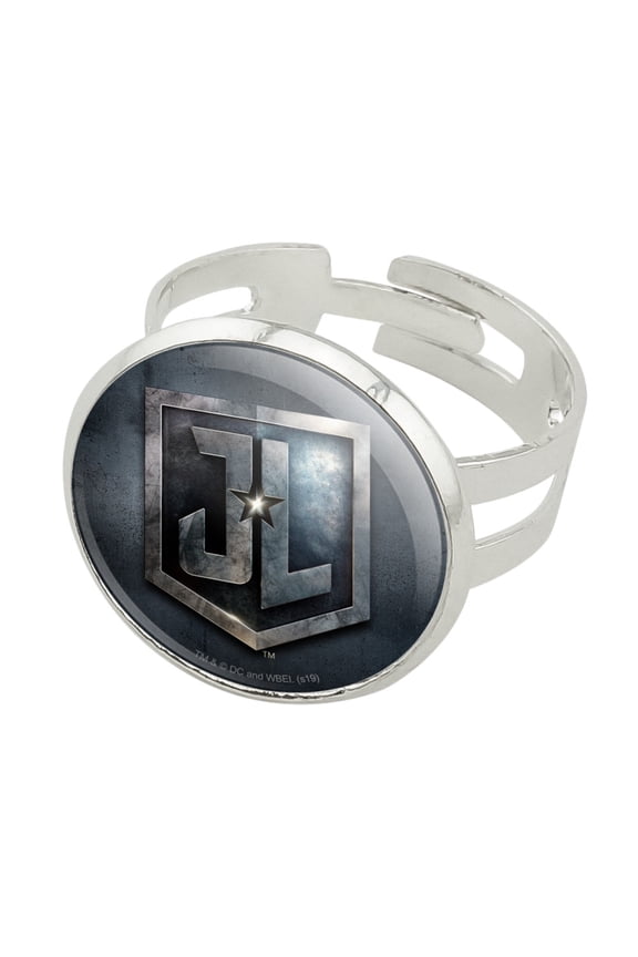Justice League Movie Logo Silver Plated Adjustable Novelty Ring