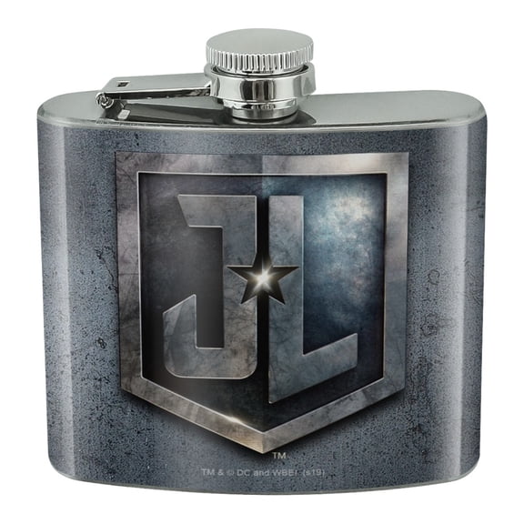 Justice League Movie Logo Stainless Steel 5oz Hip Drink Kidney Flask