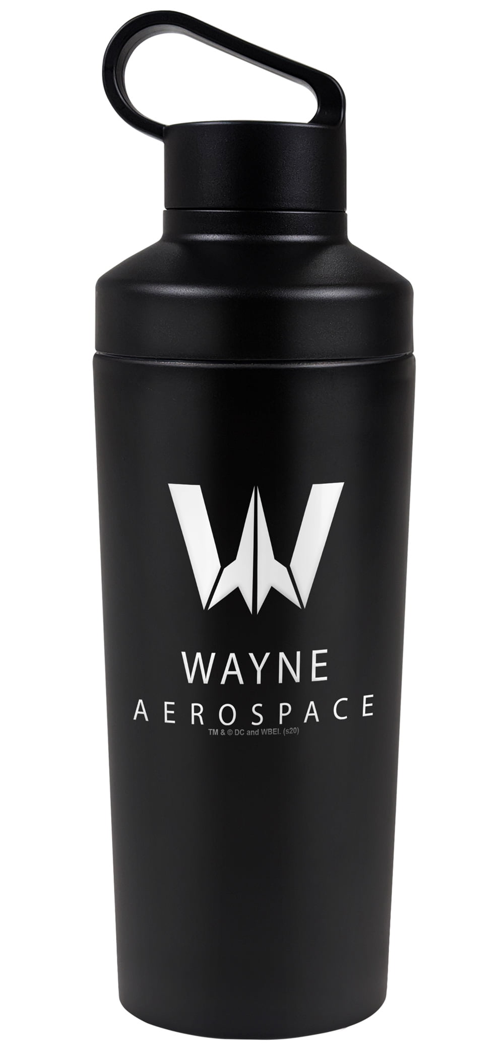 Justice League Movie Official Wayne Aerospace 18 oz Insulated Water Bottle, Leak Resistant, Vacuum Insulated Stainless Steel with 2-in-1 Loop Cap