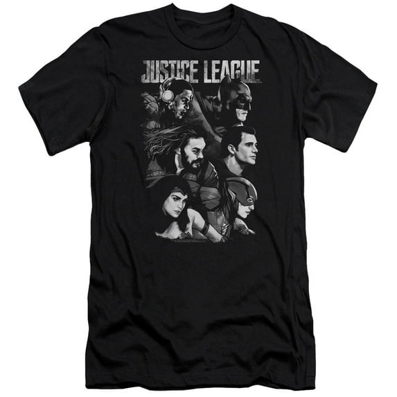 Justice League Movie Pushing Forward S/S Adult 30/1 T-Shirt Black