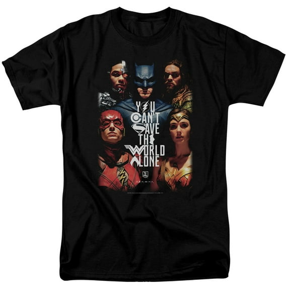 Justice League Movie Save The World Poster Officially Licensed Adult T Shirt