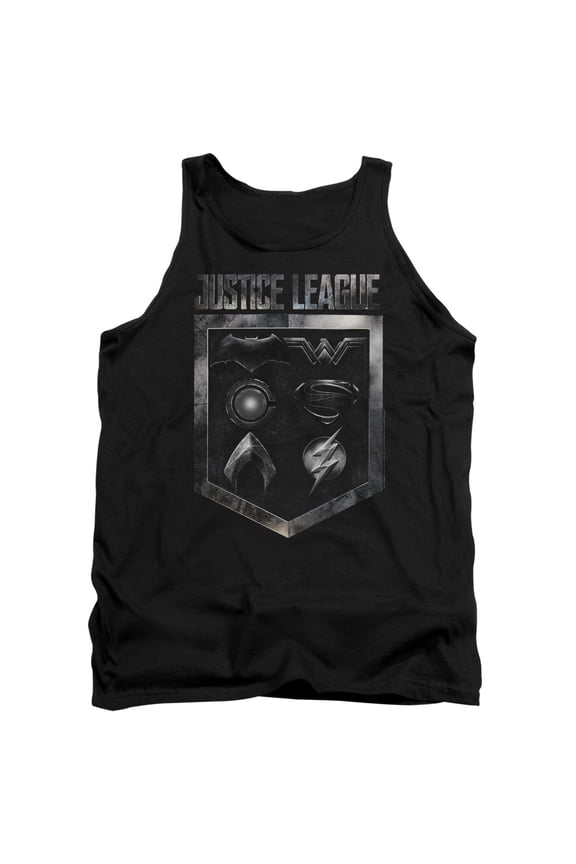 Sportswear JLM106-TK-2 Justice League Movie Shield of Emblems Adult Tank Top, Black - Medium