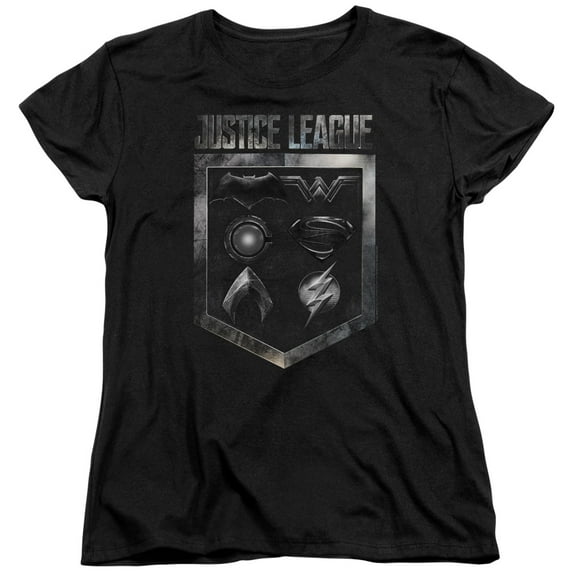 Justice League Movie - Shield Of Emblems - Women's Short Sleeve Shirt - X-Large