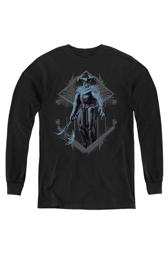 Justice League Movie Steppenwolf Two Tone Kids Long Sleeve T Shirt (Medium) for Youth Boys and Girls, Black