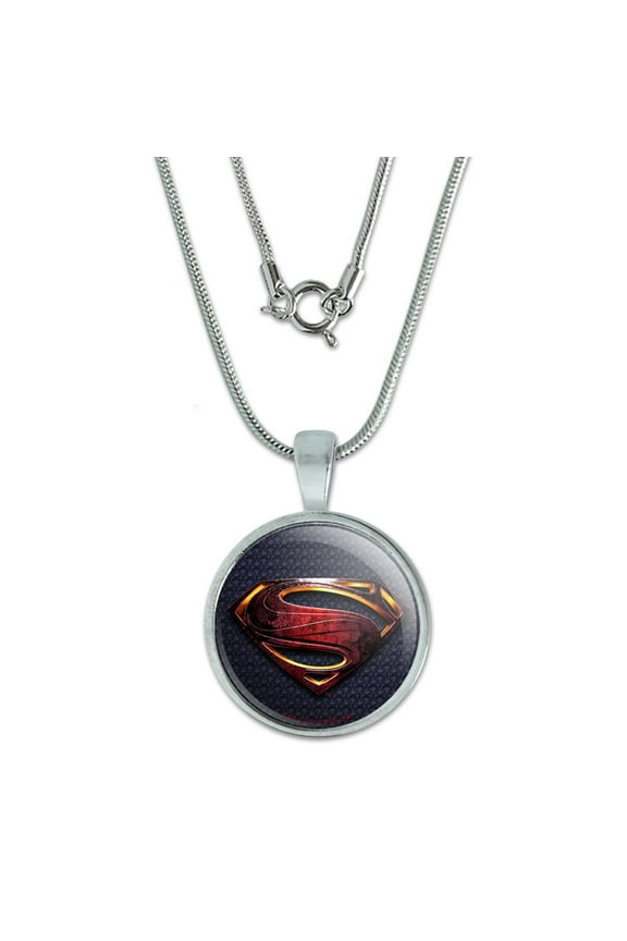 Justice League Movie Superman Logo 0.75" Pendant with Sterling Silver Plated Chain