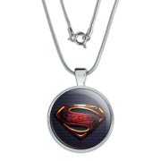 Justice League Movie Superman Logo 1" Pendant with Sterling Silver Plated Chain