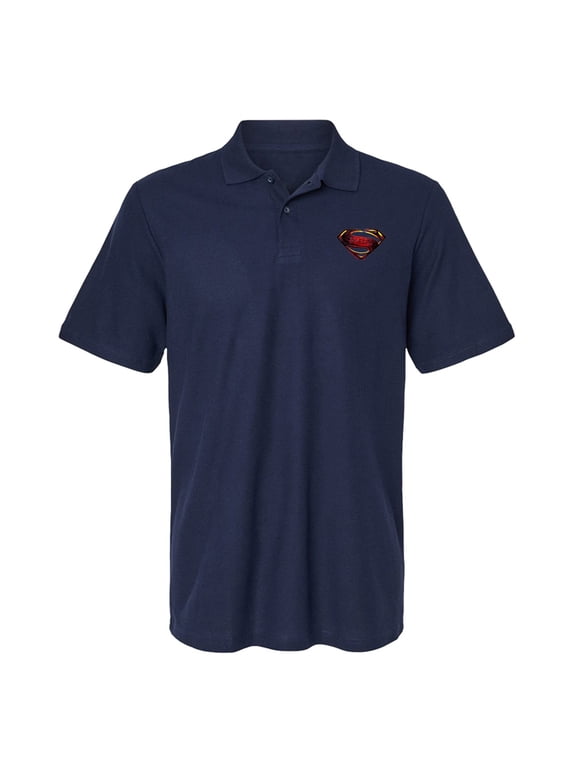 Justice League Movie Superman Logo Cotton Polo Shirt, Navy, Large