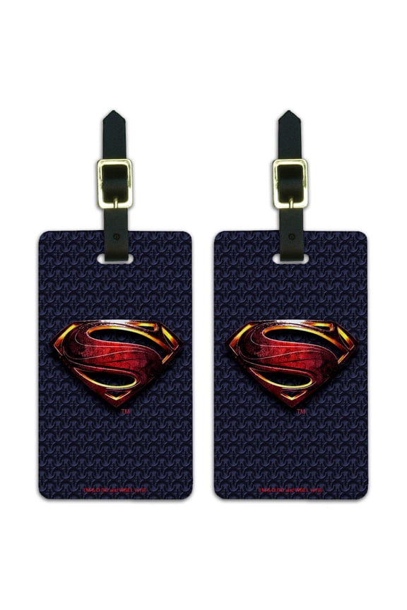 Justice League Movie Superman Logo Luggage ID Tags Suitcase Carry-On Cards - Set of 2