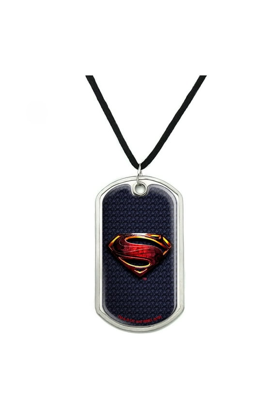 Justice League Movie Superman Logo Military Dog Tag Pendant Necklace with Cord