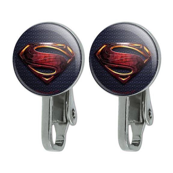 Justice League Movie Superman Logo Novelty Clip-On Stud Earrings