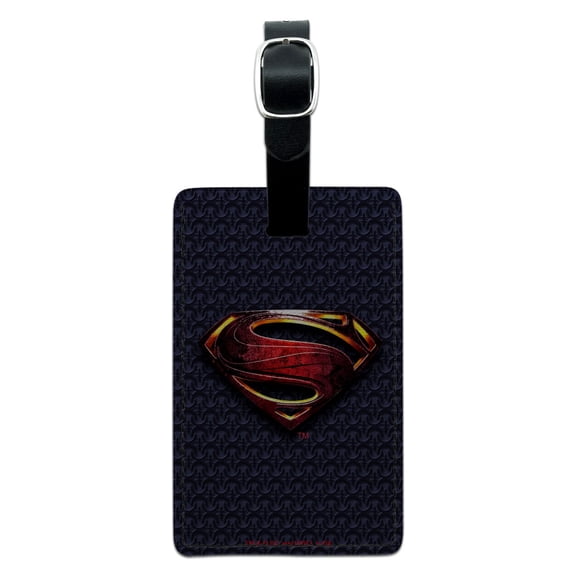 Justice League Movie Superman Logo Rectangle Leather Luggage Card Suitcase Carry-On ID Tag