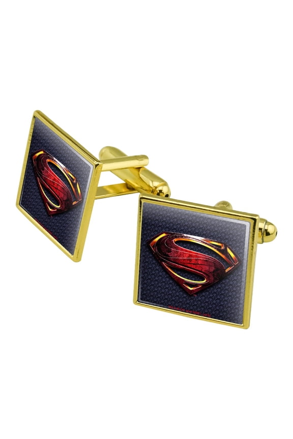 Justice League Movie Superman Logo Square Cufflink Set - Silver or Gold