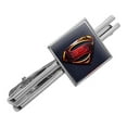 thumbnail image 1 of Justice League Movie Superman Logo Square Tie Bar Clip Clasp Tack- Silver or Gold, 1 of 6