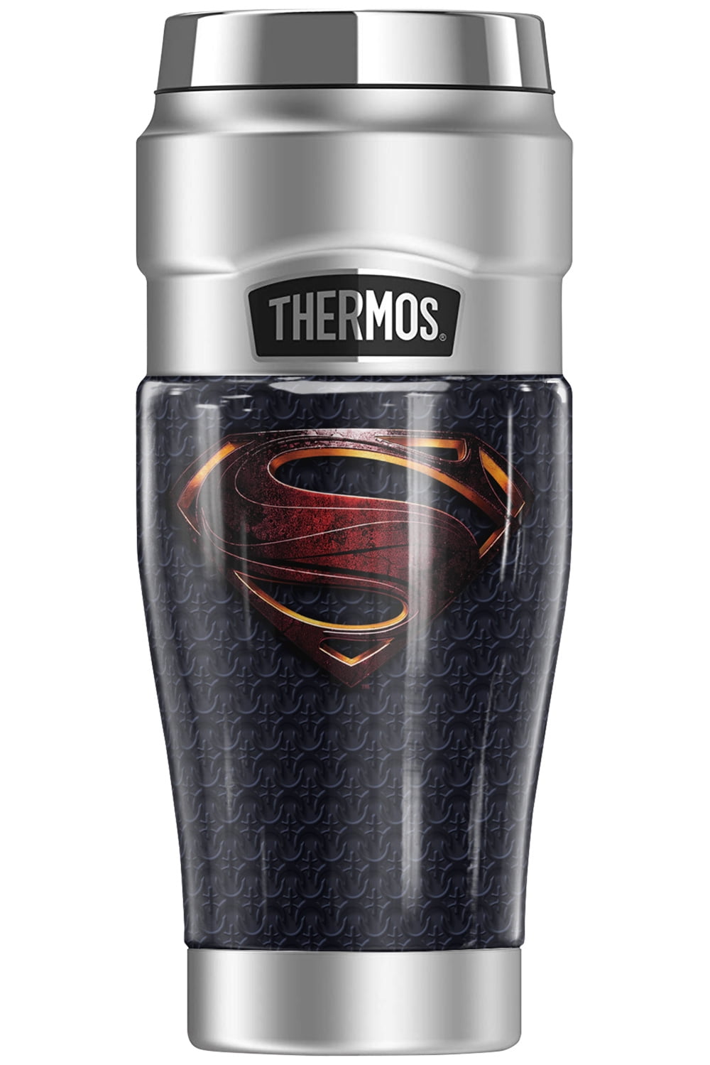 Justice League Movie Superman Logo, THERMOS STAINLESS KING Stainless Steel Travel Tumbler, Vacuum insulated & Double Wall, 16oz