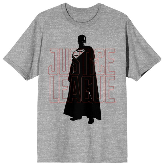 Justice League Movie Superman Silhouette With Logo Men's Charcoal Heather Tee-Medium