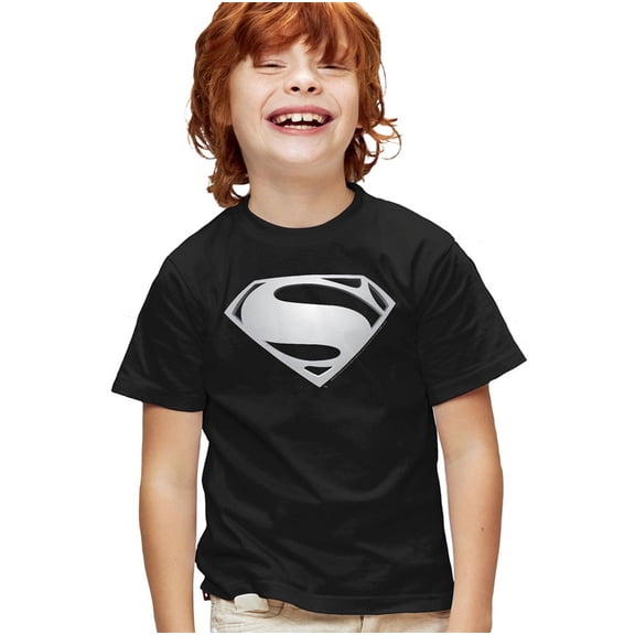 Justice League Movie Superman Symbol Black Suit 2 Kids T Shirt (Medium) for Youth Toddler Boys and Girls, Black