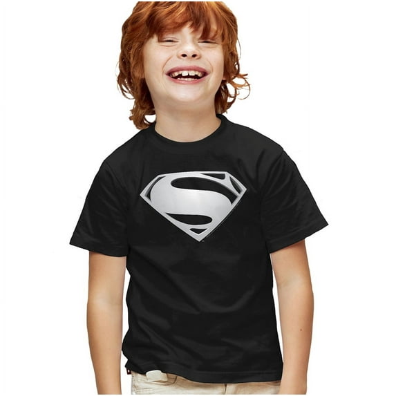Justice League Movie Superman Symbol Black Suit 2 Kids T Shirt (X-Large) for Youth Toddler Boys and Girls, Black