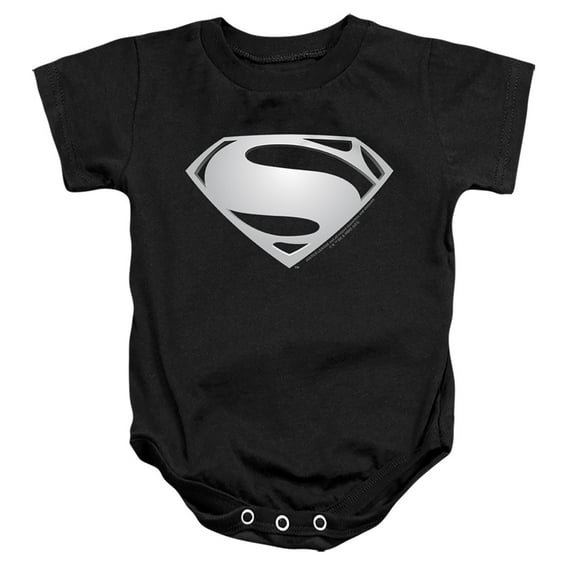Justice League Movie Superman Symbol Black Suit 2 Unisex Infant Snap Suit for Baby (24 Months) Black