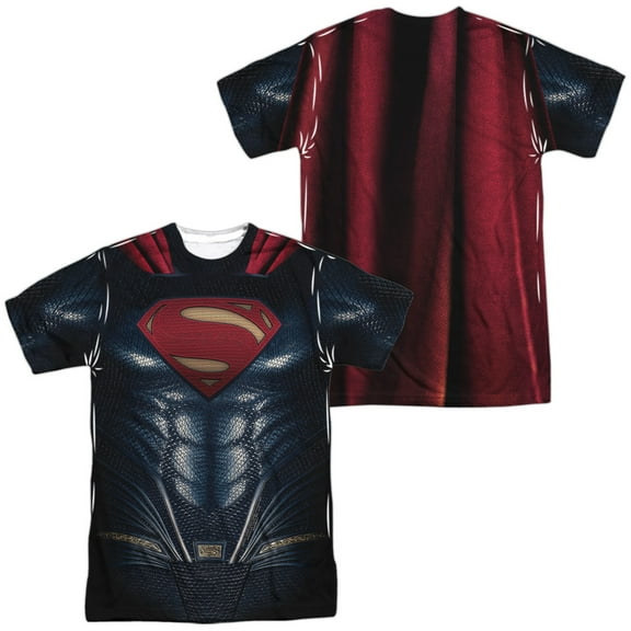 Justice League Movie Superman Uniform Unisex Adult Sublimated Costume T Shirt (Front/Back), Small
