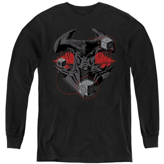 Justice League Movie Synders Steppenwolf Kids Long Sleeve T Shirt (Large) for Youth Boys and Girls, Black