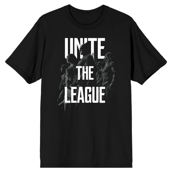 Justice League Movie United We Stand Hero Silhouettes Men's Black T-shirt-XXL