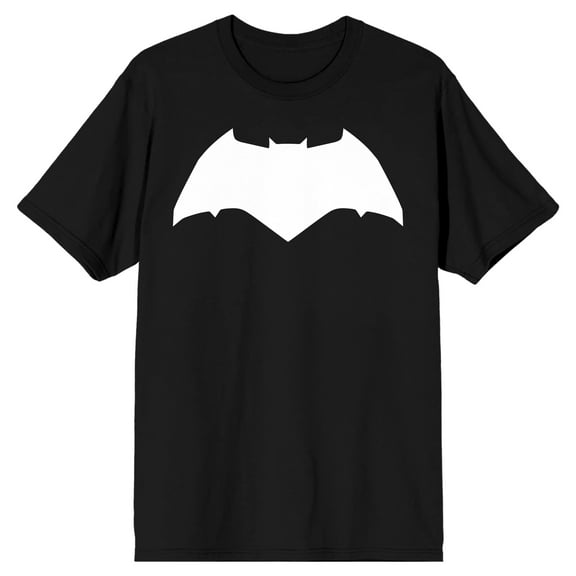 Justice League Movie White Batman Logo Men's Black T-shirt-XS