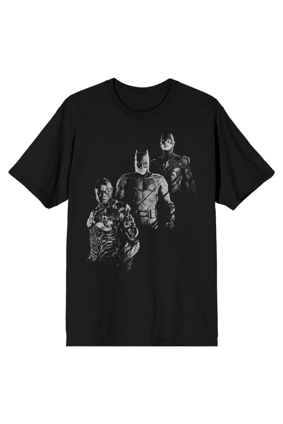 Justice League Mve 3 Super Heroes Men Black T-Shirt-Medium