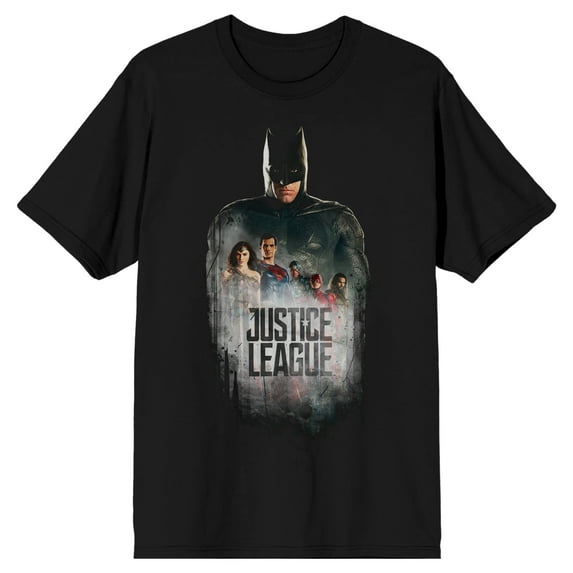 Justice League Mve Batman and Heroes Men's Black T-Shirt-XL