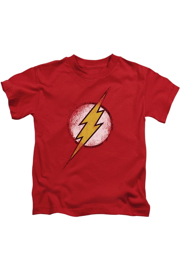 Justice League Of America Boys' Destroyed Flash Logo Childrens T-shirt Red