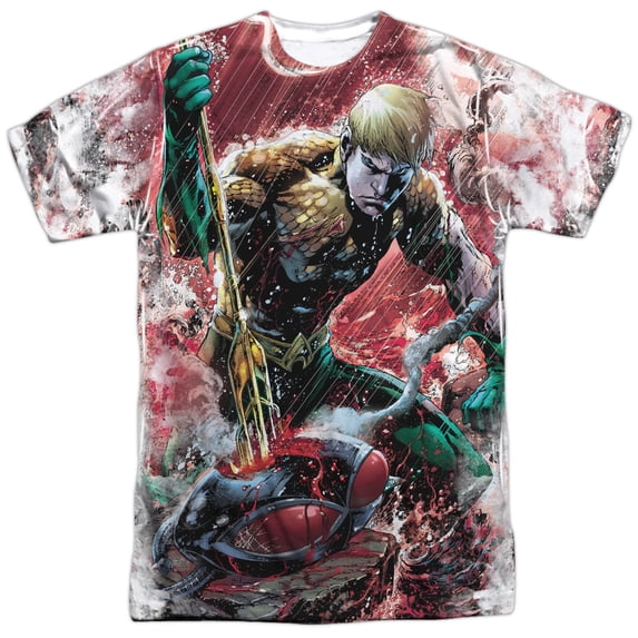 Justice League Of America Men's Aquaman Vs Manta Sublimation T-shirt White