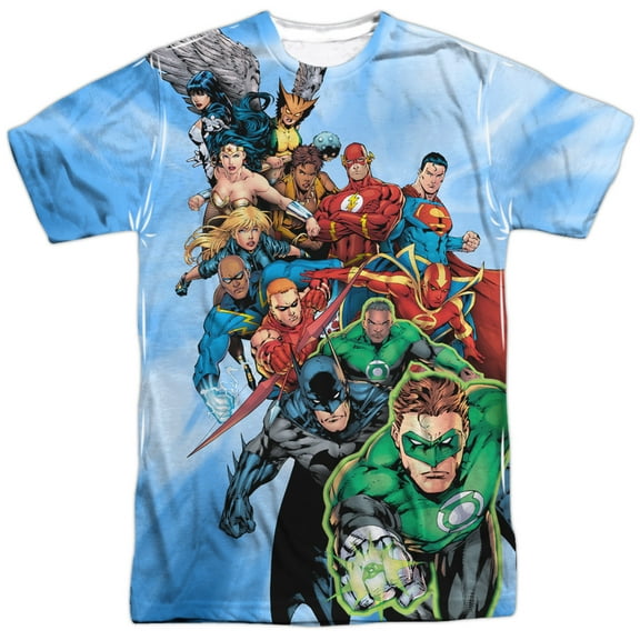 Justice League Of America Men's Heroes Unite Sublimation T-shirt X-Large White