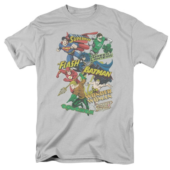 Justice League Of America Men's  Justice Collage T-shirt Silver