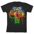 thumbnail image 1 of Justice League Paint Splatter Logos Boys Black T-shirt-M, 1 of 2