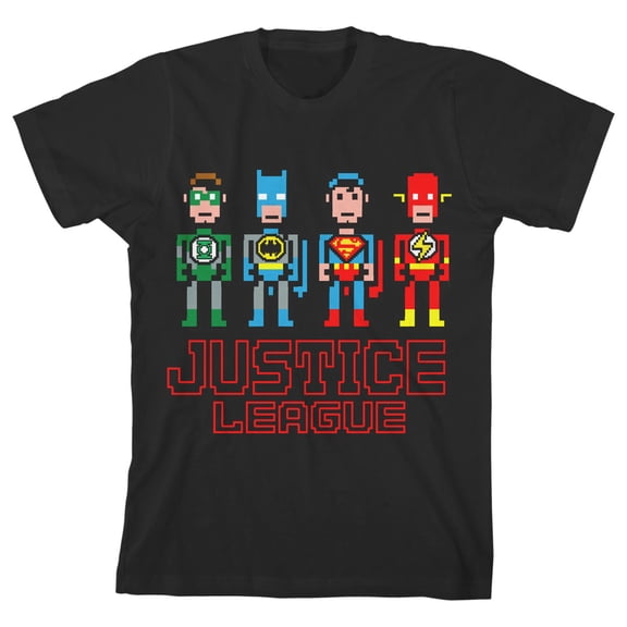 Justice League Pixel Heroes Toddler Boy's Black T-shirt-2T