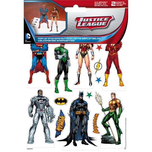 Justice League Pop Up Stickers - 2 Sheet