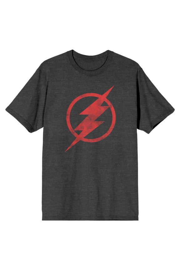 Justice League Red Flash Logo Men's Charcoal Heather T-shirt-M
