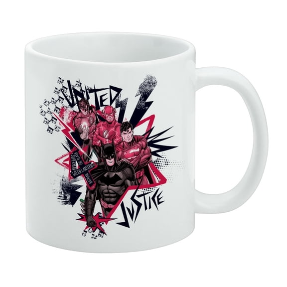 Justice League Red and Black Characters White Mug