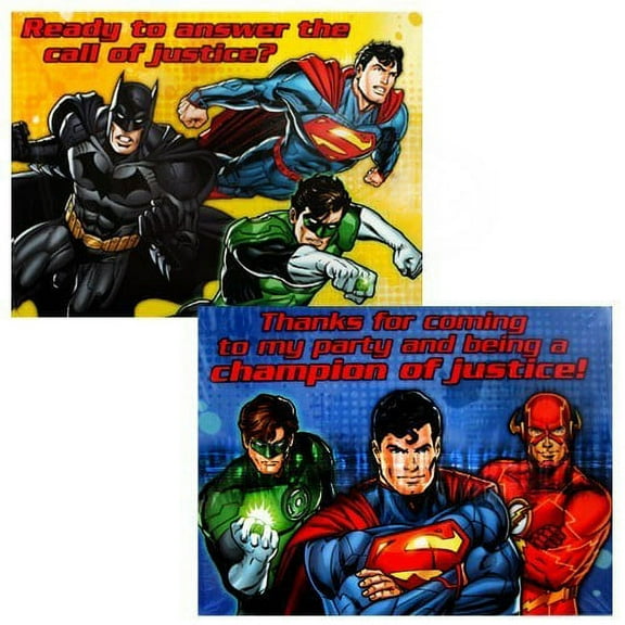 Justice League Rescue Invitations and Thank You Notes w/ Envelopes (8ct ea.)