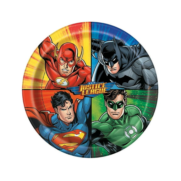Justice League Round 9" Din Plate - Party Supplies - 8 Pieces