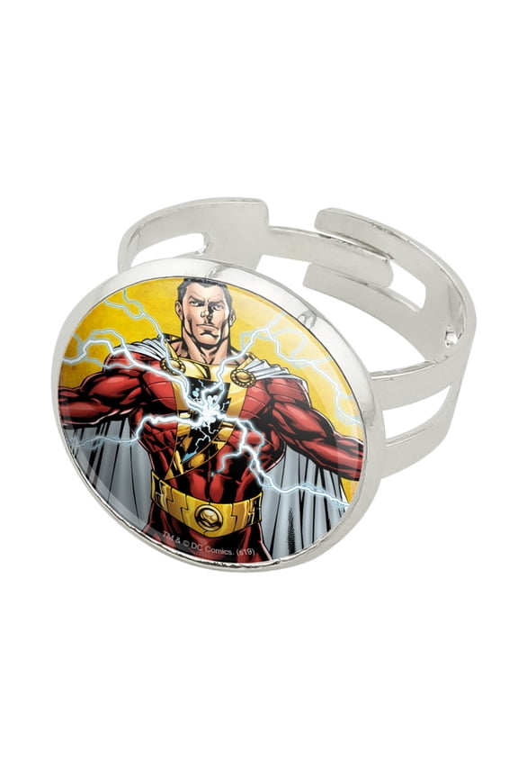 Justice League Shazam Character Silver Plated Adjustable Novelty Ring