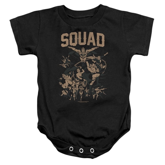Justice League Squad 1 Unisex Infant Snap Suit for Baby (12 Months) Black
