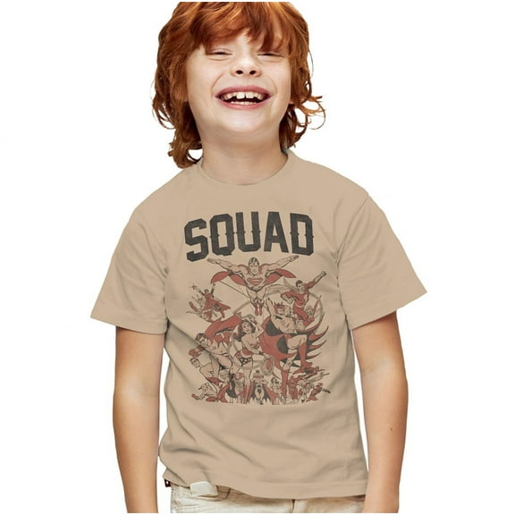 Justice League Squad 2 Kids T Shirt (X-Large) for Youth Toddler Boys and Girls, Sand