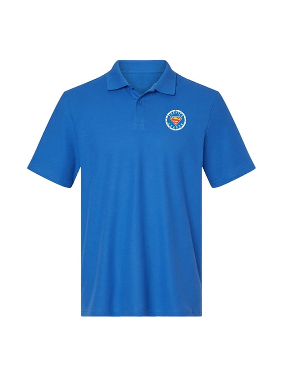 Justice League Superman Athletic Logo Cotton Polo Shirt, Royal, Medium
